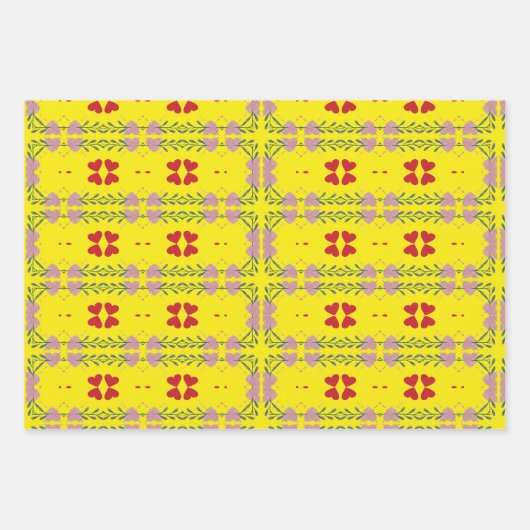 Kleurrijke Hart Jubileum Wrapping Paper-Set van 3 Inpakpapier Vel (Voorkant 3)