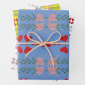 Kleurrijke Hart Jubileum Wrapping Paper-Set van 3 Inpakpapier Vel (In situ)