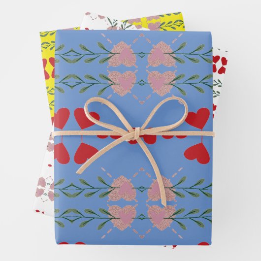 Kleurrijke Hart Jubileum Wrapping Paper-Set van 3 Inpakpapier Vel (In situ)