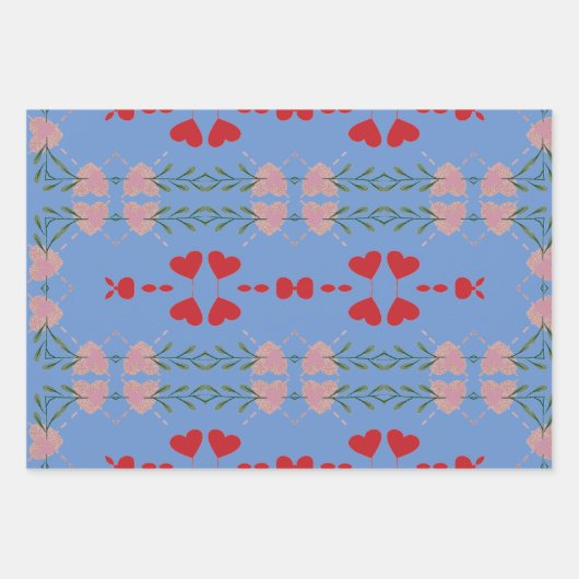 Kleurrijke Hart Jubileum Wrapping Paper-Set van 3 Inpakpapier Vel (Voorkant)
