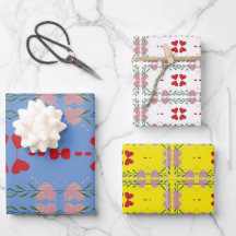 Kleurrijke Hart Jubileum Wrapping Paper-Set van 3