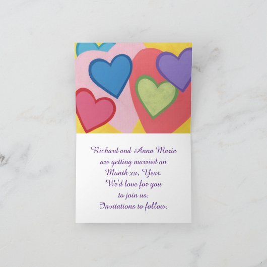 Kleurrijke Hart Laagjes Save the date Kaarten (Binnen)