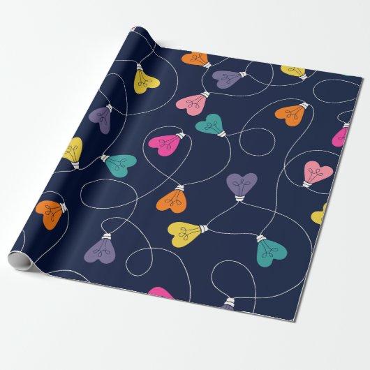 Kleurrijke Hart Licht Snaar Cadeaupapier (Uitgerold)