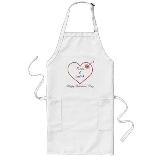 Kleurrijke Hart Liefde Koppel Moderne Valentijnsda Lang Schort (Voorkant)