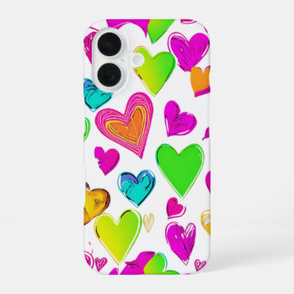 Kleurrijke Hart Patroon Telefoonhoes | Schattigee  iPhone 16 Hoesje