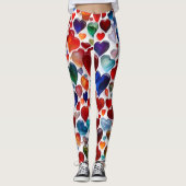 Kleurrijke hart print leggings - comfortabel en tr (Voorkant)