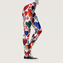 Kleurrijke hart print leggings - comfortabel en tr