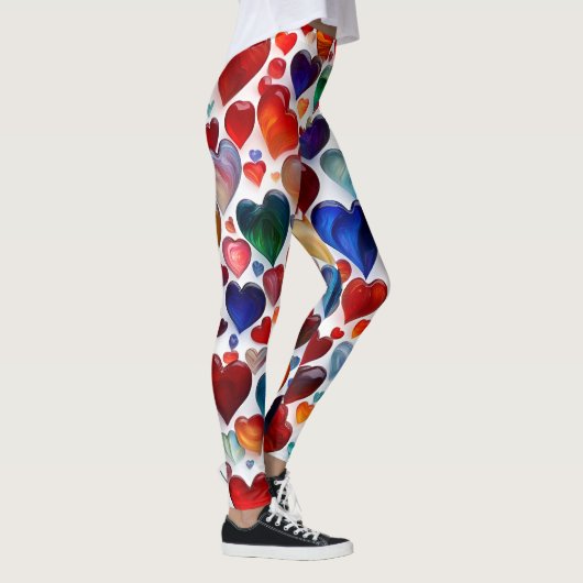 Kleurrijke hart print leggings - comfortabel en tr (Rechts)