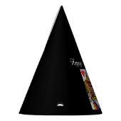 Kleurrijke Hart Queen Spelen Kaart Zwart Feesthoedjes (Links)