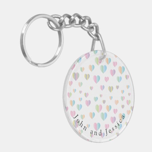 Kleurrijke hart spikkels Opmerking Kaart ontwerp Sleutelhanger (Voorkant Links)