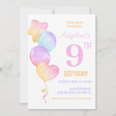 Kleurrijke Hart Star Ballon Kids Verjaardag Kaart (Voorkant)