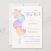 Kleurrijke Hart Ster Ballon Joint Verjaardag Kaart (Voorkant)