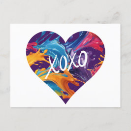 Kleurrijke hart XOXO- Briefkaart
