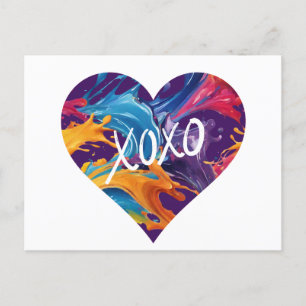 Kleurrijke hart XOXO- Briefkaart