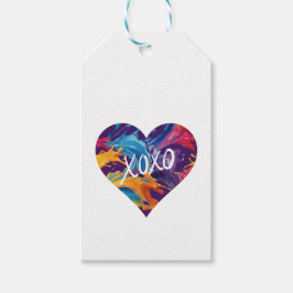 Kleurrijke hart XOXO- Cadeaulabel