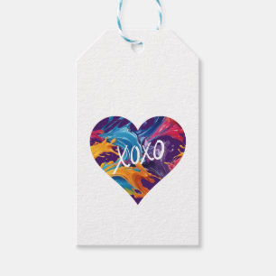 Kleurrijke hart XOXO- Cadeaulabel