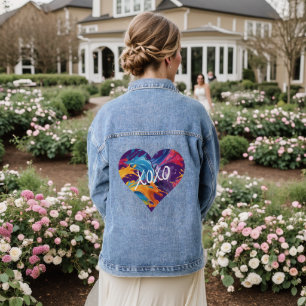 Kleurrijke hart XOXO- Denim Jacket
