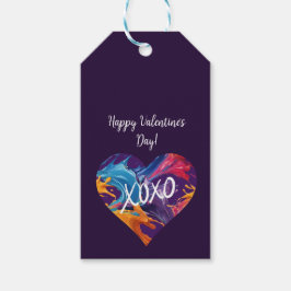 Kleurrijke hart XOXO-Paarse- Cadeaulabel