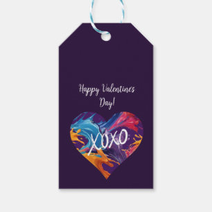 Kleurrijke hart XOXO-Paarse- Cadeaulabel
