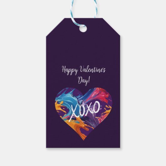 Kleurrijke hart XOXO-Paarse- Cadeaulabel (Voorkant)