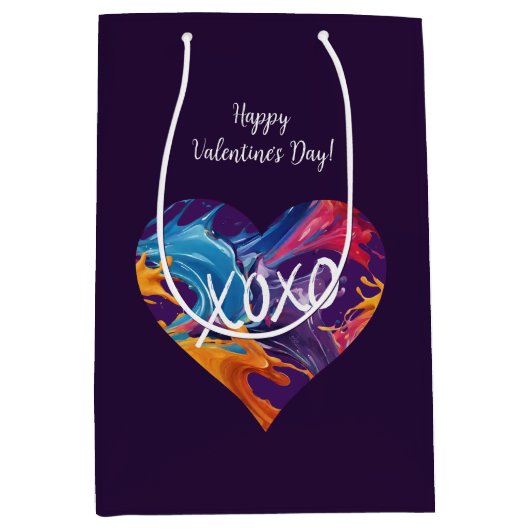 Kleurrijke hart XOXO-Paarse- Medium Cadeauzakje (Voorkant)