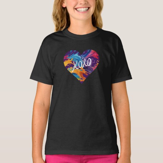 Kleurrijke hart XOXO- T-shirt (Voorkant)