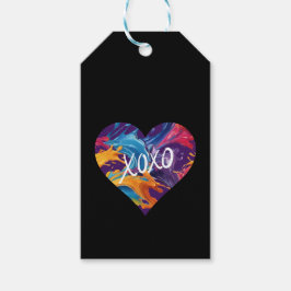 Kleurrijke hart XOXO-zwart Cadeaulabel