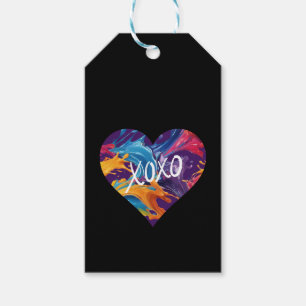 Kleurrijke hart XOXO-zwart Cadeaulabel