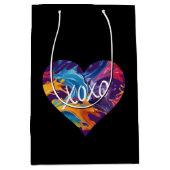 Kleurrijke hart XOXO-zwart Medium Cadeauzakje (Voorkant)
