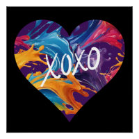 Kleurrijke hart XOXO-zwart