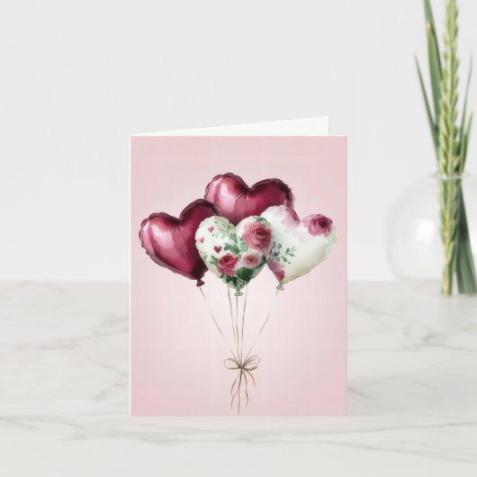 Kleurrijke Hartballonnen Valentijns's Groet Kaart (Voorkant)