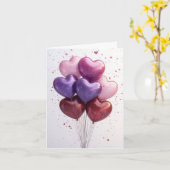 Kleurrijke Hartballonnen Valentijns's Groet Kaart (Gele Bloem)