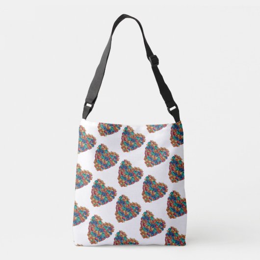 Kleurrijke harten all-over-print crossbody tas (Achterkant)