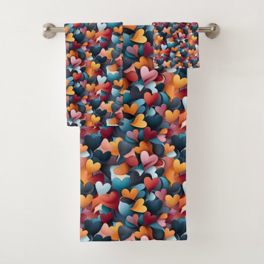 Kleurrijke harten bad handdoek (Insitu)
