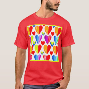 Kleurrijke harten Bliss: Stijlvol patroon T-shirt