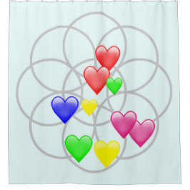 Kleurrijke Harten, Bloem van het Levenspatroon Douchegordijn