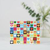 Kleurrijke harten, briefkaart (Staand voorkant)