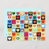 Kleurrijke harten, briefkaart (Voorkant / Achterkant)