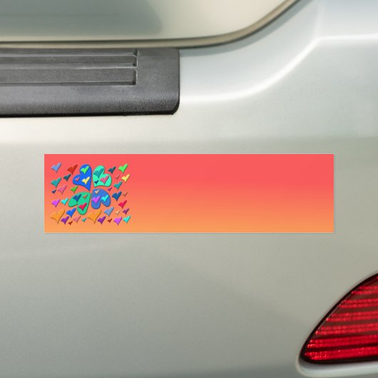 kleurrijke harten bumpersticker (Op auto)