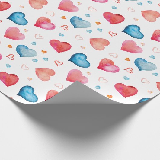 kleurrijke harten cadeaupapier (Hoek)