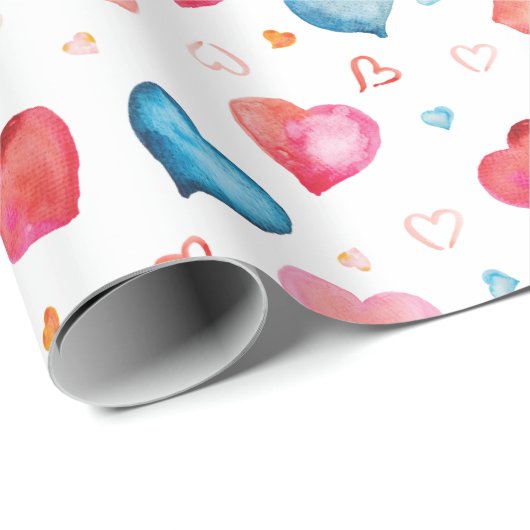 kleurrijke harten cadeaupapier (Rol Hoek)