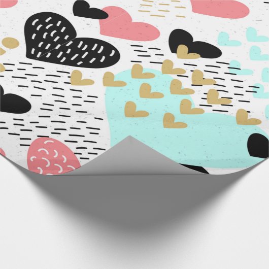 kleurrijke harten cadeaupapier (Hoek)