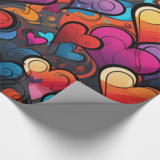 kleurrijke harten cadeaupapier (Hoek)