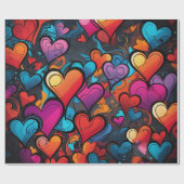 kleurrijke harten cadeaupapier (Vlak)