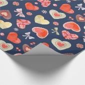 kleurrijke harten cadeaupapier (Hoek)