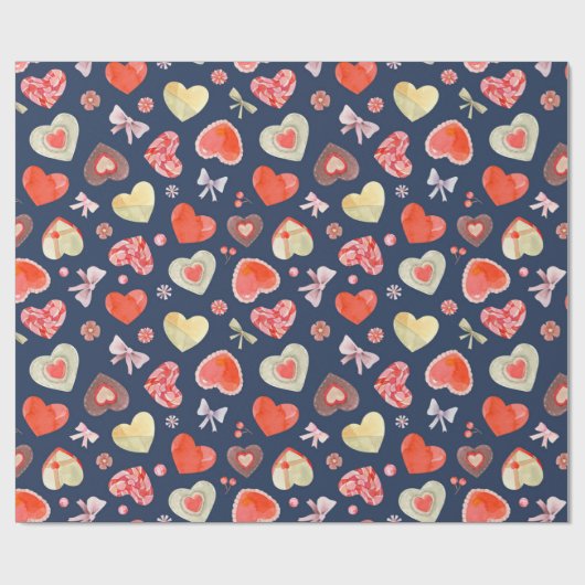 kleurrijke harten cadeaupapier (Vlak)