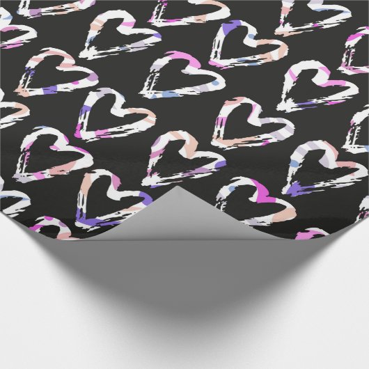 kleurrijke harten cadeaupapier (Hoek)