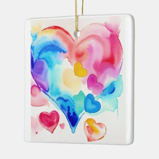 Kleurrijke harten Cluster, grillige liefde symbool Keramisch Ornament (Links)