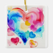 Kleurrijke harten Cluster, grillige liefde symbool Keramisch Ornament (Voorkant)