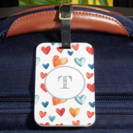 Kleurrijke Harten Custom Inital Tas Bagagelabel